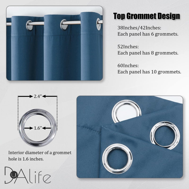 DUALIFE Midnight Grommet Room Darkening Curtains 52 x 72 Inches  2 Panels - Image 3