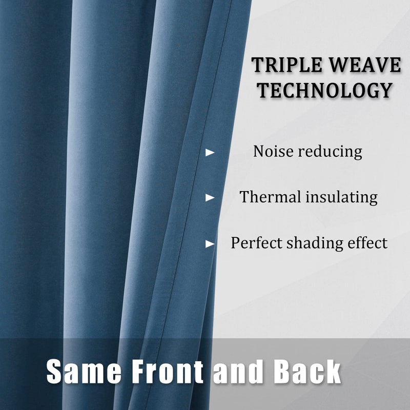 DUALIFE Midnight Grommet Room Darkening Curtains 52 x 72 Inches  2 Panels - Image 5