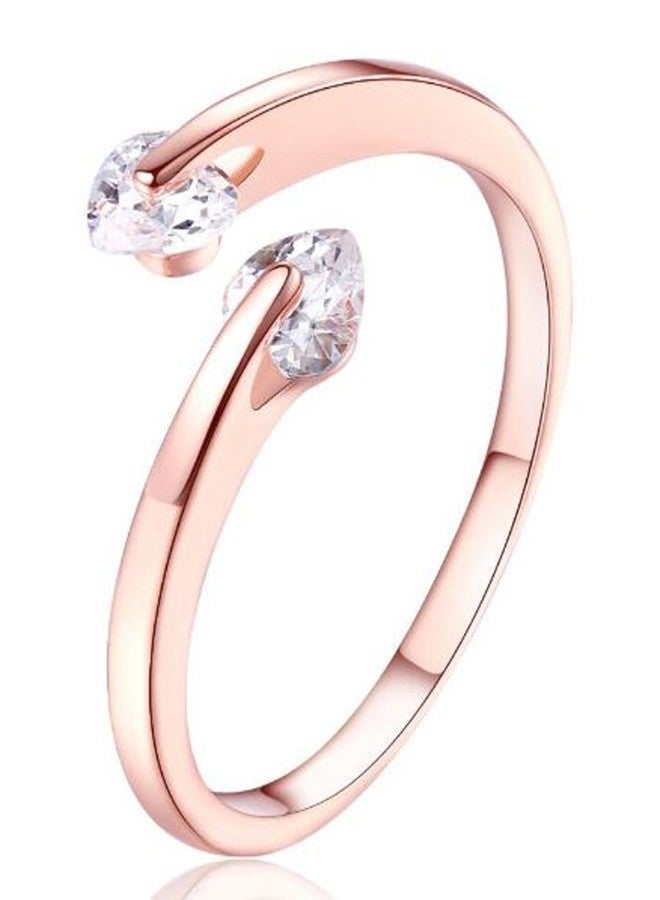 Karatcart Valentine Gift Rose GoldPlated Heart Cut Elegant Austrian Crystal Adjustable Ring for Women - Image 1
