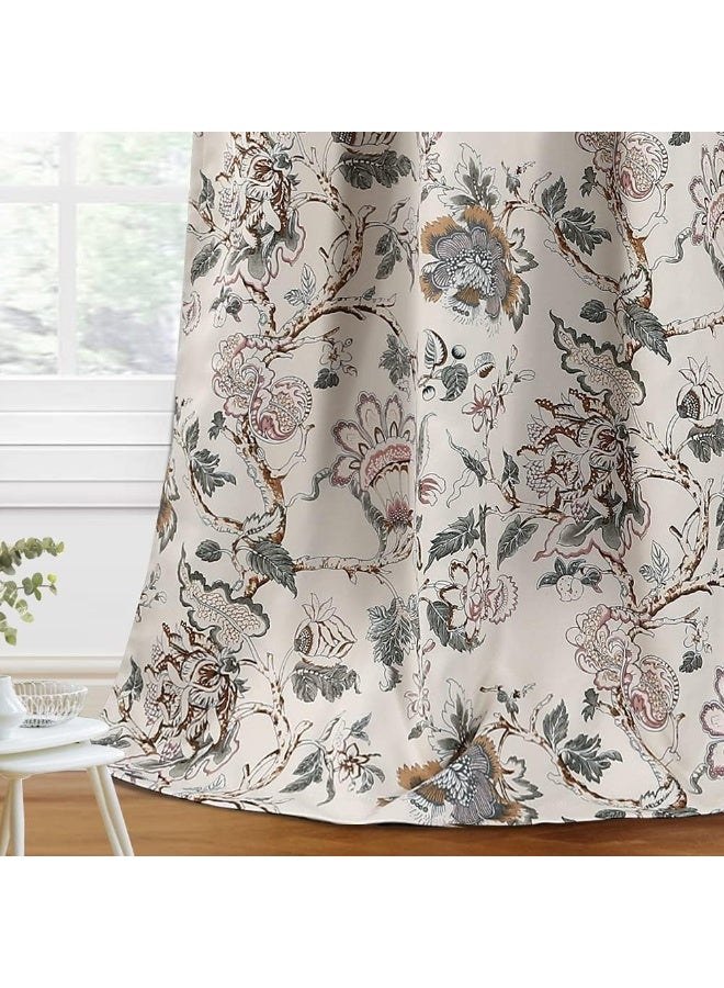 H.Versailtex Blackout Curtains 63 Inch Length 2 Panels Set Floral Print Curtain Drapes For Living Room Thermal Insulated Grommet Window Curtains For Bedroom - Traditional Floral In Sage And Brown - Image 5