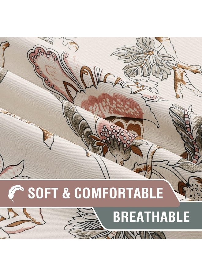 H.Versailtex Blackout Curtains 63 Inch Length 2 Panels Set Floral Print Curtain Drapes For Living Room Thermal Insulated Grommet Window Curtains For Bedroom - Traditional Floral In Sage And Brown - Image 3