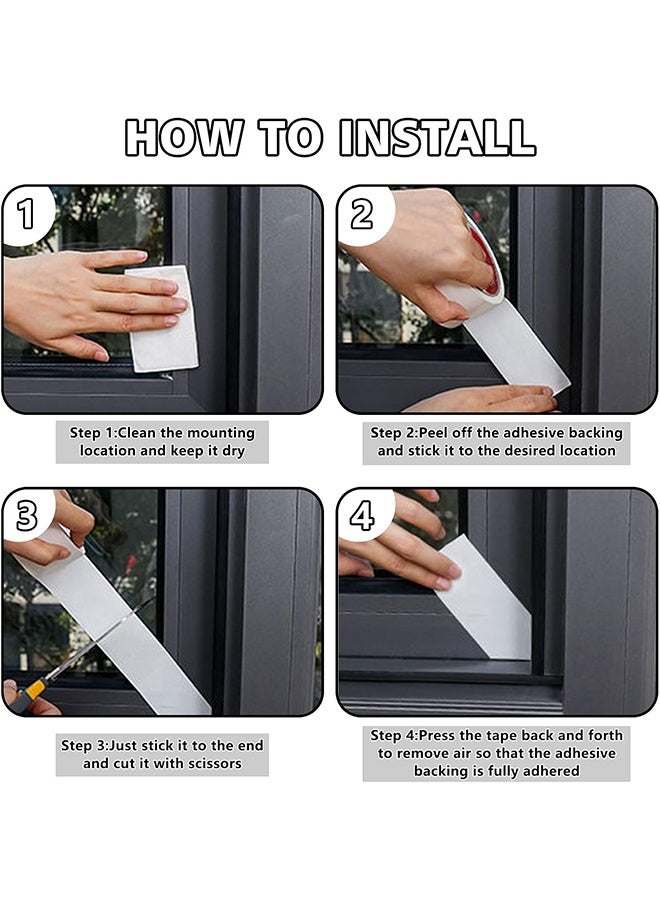 با لوف شريط نافذة مقاوم للرياح أبيض لفصل الشتاء، 2 بوصة × 65.5 قدم شريط عزل الطقس، شريط ختم نافذة بدون بقايا لعزل المسودات، فيلم شريط ختم لحماية الأبواب والزجاج من الهواء البارد - Image 4