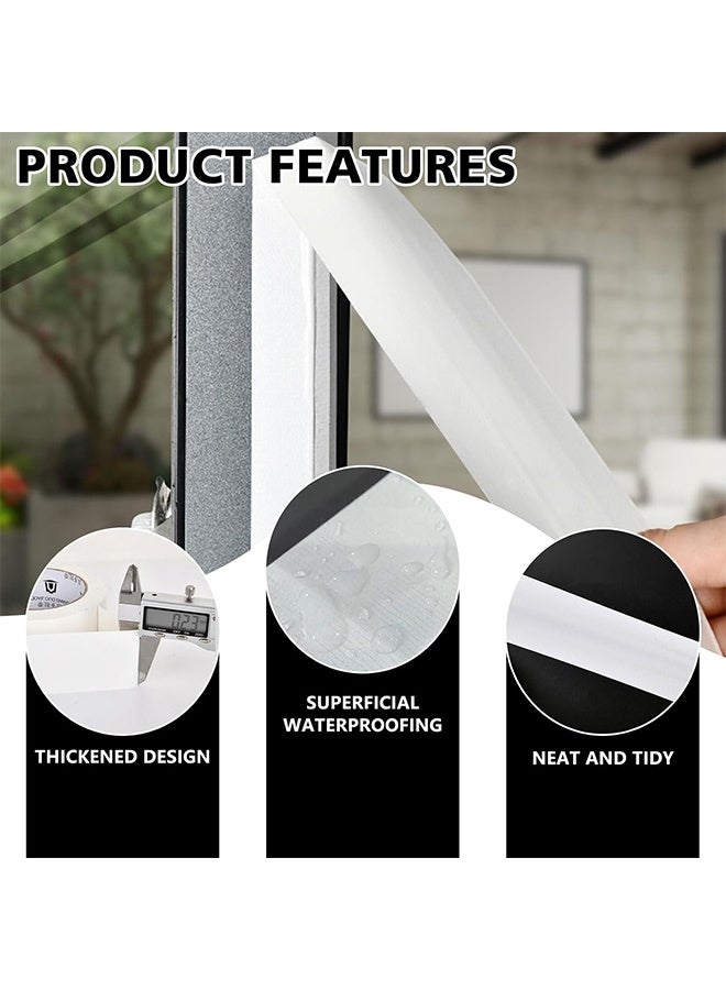 با لوف شريط نافذة مقاوم للرياح أبيض لفصل الشتاء، 2 بوصة × 65.5 قدم شريط عزل الطقس، شريط ختم نافذة بدون بقايا لعزل المسودات، فيلم شريط ختم لحماية الأبواب والزجاج من الهواء البارد - Image 3