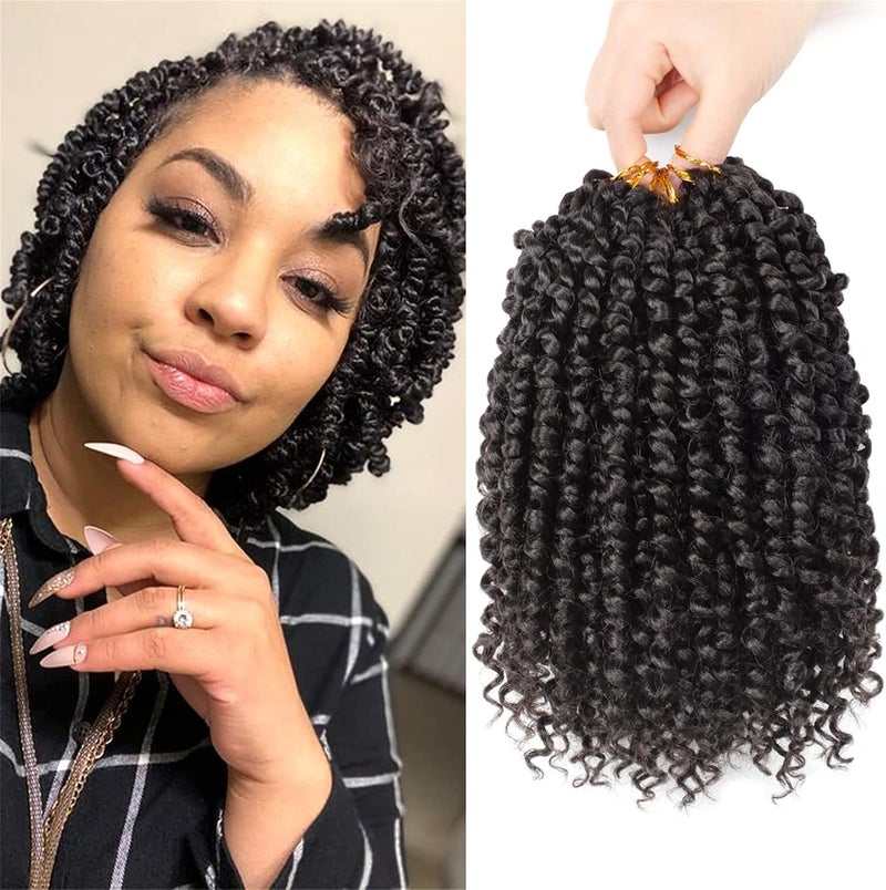 NAYOO Passion Twist Hair - 8 Packs 8 Inch Passion Twist Crochet Hair For Black Women, Crochet Pretwisted Curly Hair Passion Twists Synthetic Braiding Hair Extensions(8 Inch 8 Packs, #2) - Image 1