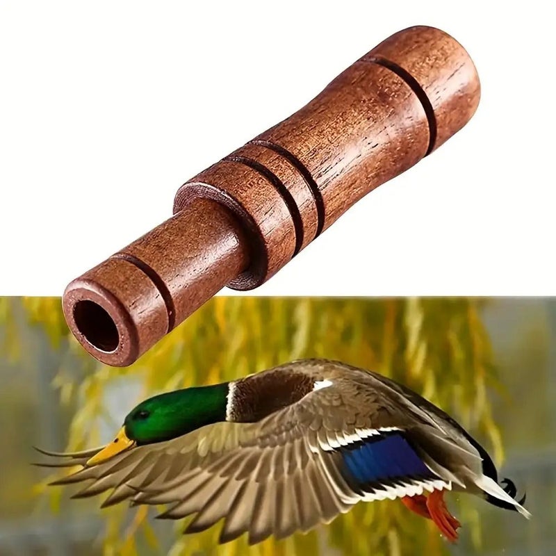Hand Carved Walnut Mallard Goose Whistle Wood Color Double Reed Hunting Decoy - Image 2