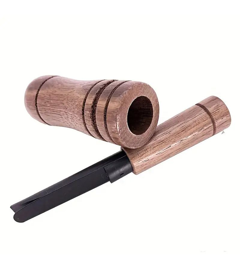 Hand Carved Walnut Mallard Goose Whistle Wood Color Double Reed Hunting Decoy - Image 5