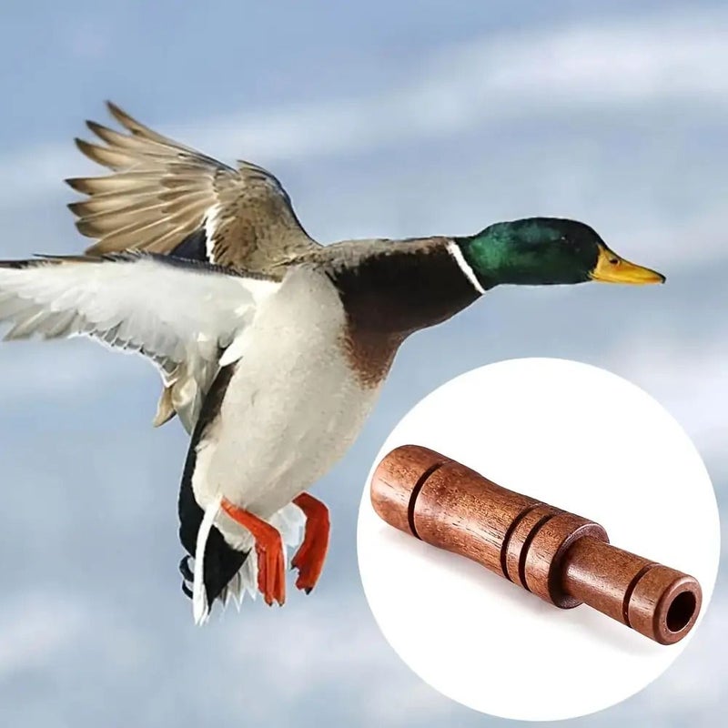 Hand Carved Walnut Mallard Goose Whistle Wood Color Double Reed Hunting Decoy - Image 4