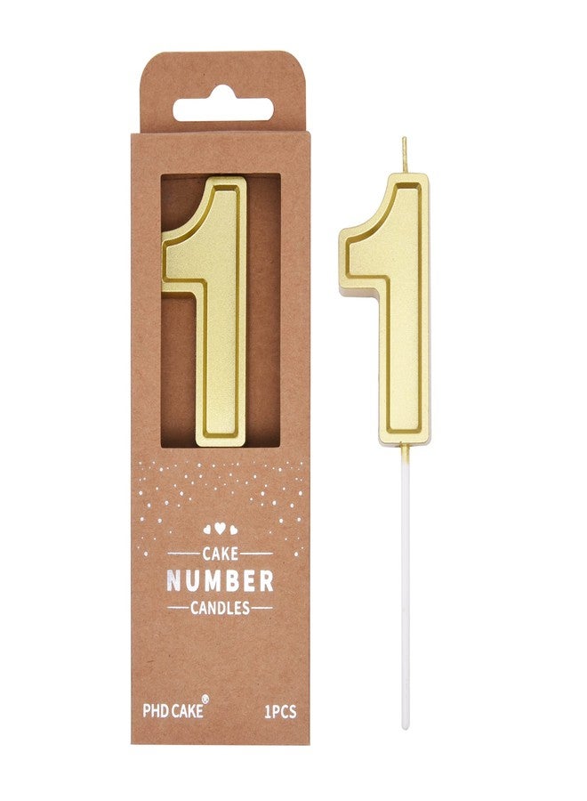 PHD CAKE 2.76 Inch Luxe Gold 1 Number Birthday Candles, Gold Number Candles, Cake Number Candles, Party Celebration - Image 1