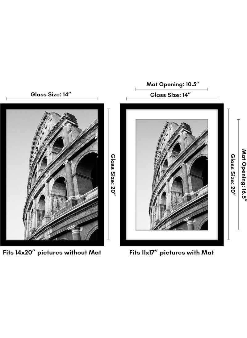 Americanflat Americanflat 14x20 Picture Frame with Polished Plexiglass  Use as 11x17 Frame with Mat or Display 14x20 Photo Without Mat  Epic Collection  Wide Picture Frames for Wall Display  Black  - Image 2