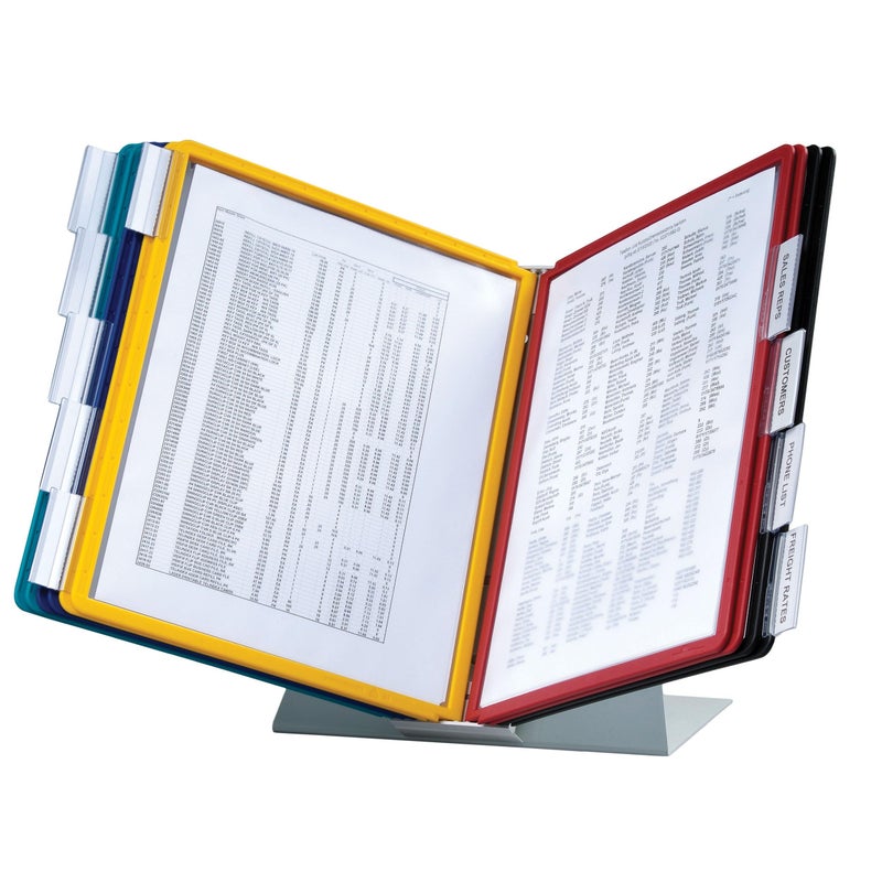 Durable VARIO 20 Pocket Desktop Reference System Letter Size 10 DoubleSided Panels Assorted Color Borders