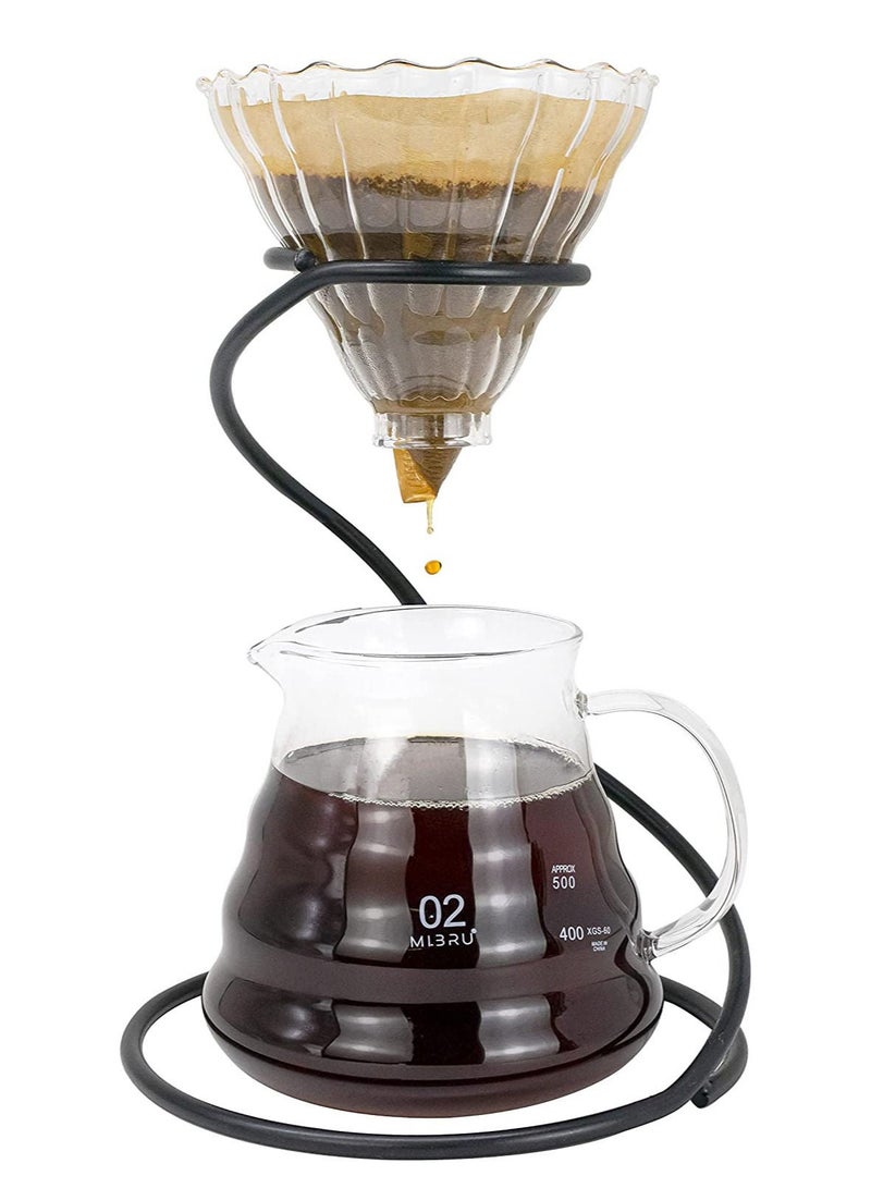 HOMESTAR V60 Professional Drip Coffee Set 4 Pieces Machine Maker With Iron Base - Image 1