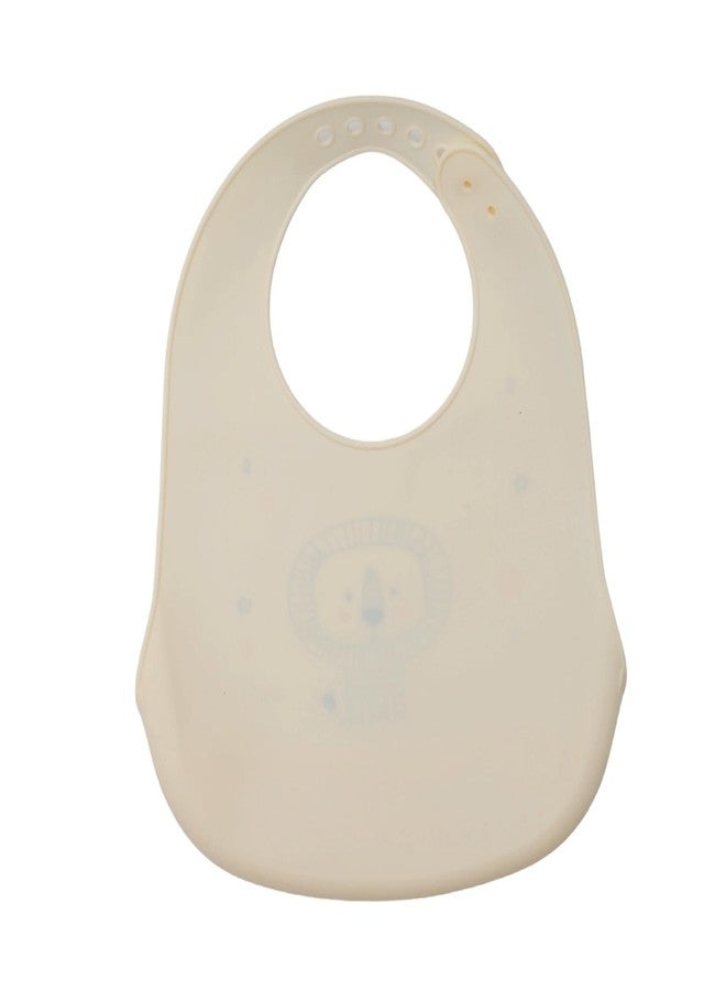 Yellow Bee Silicone Lion Print Bib with Crumb Catcher and Adjustable Closure for Boys, Cream, 6-36 Months - Image 3
