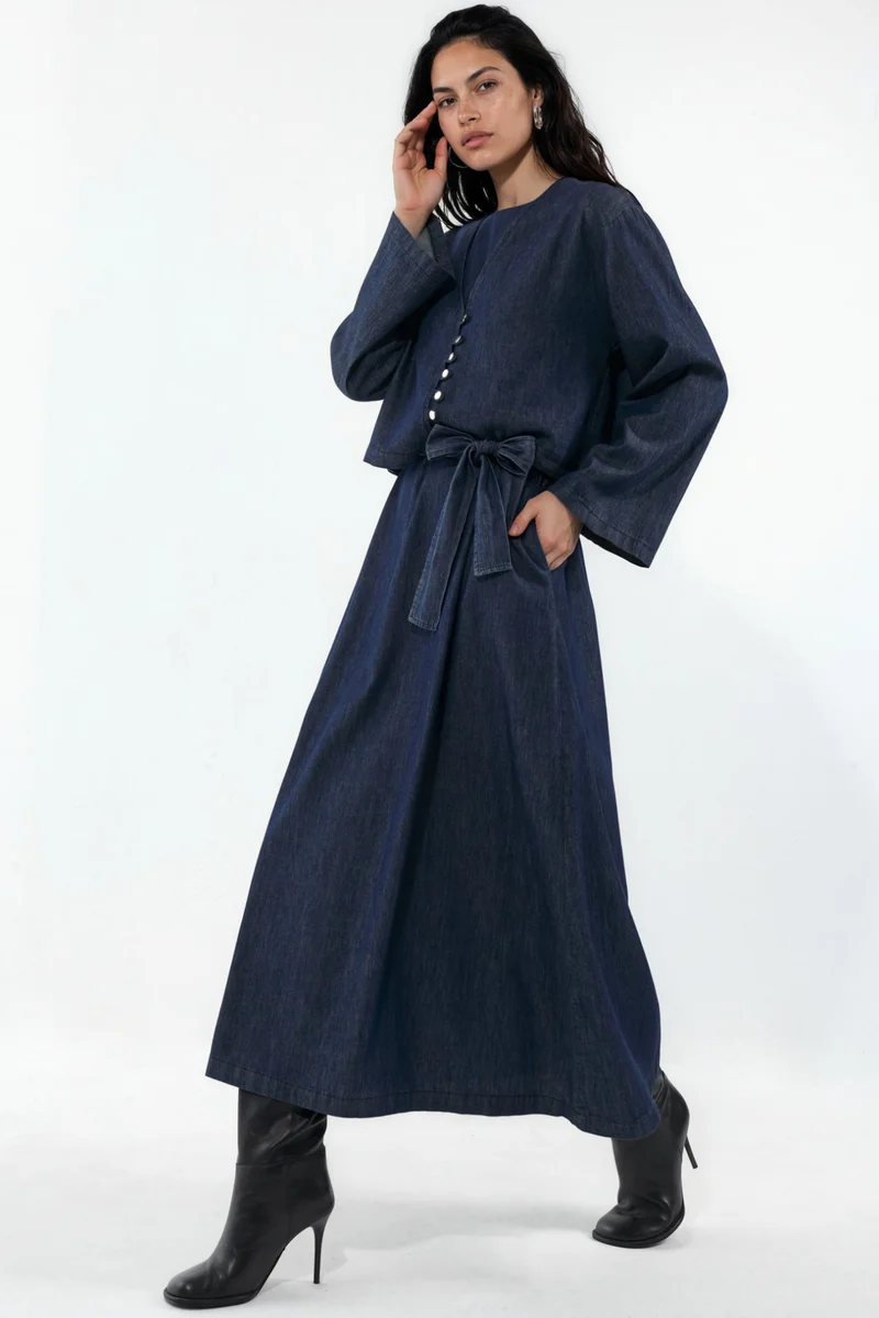 Hiccup Denim Jacket & Maxi Dress Two-Piece Set