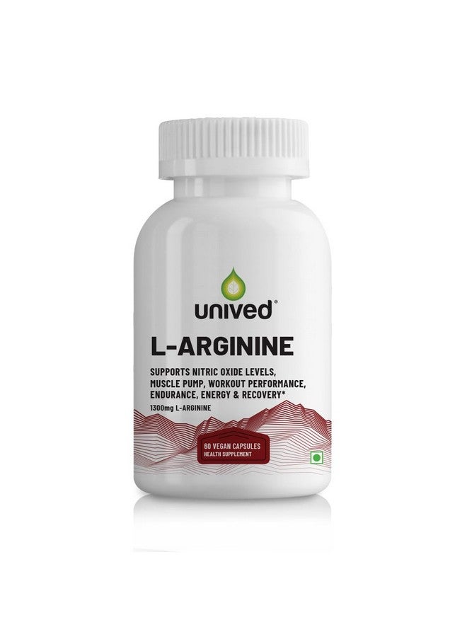 Unived L-Arginine 1300mg | Supports Heart Function, Nitric Oxide Production, and Optimal Blood Flow - 60 Vegan Capsules - Image 1