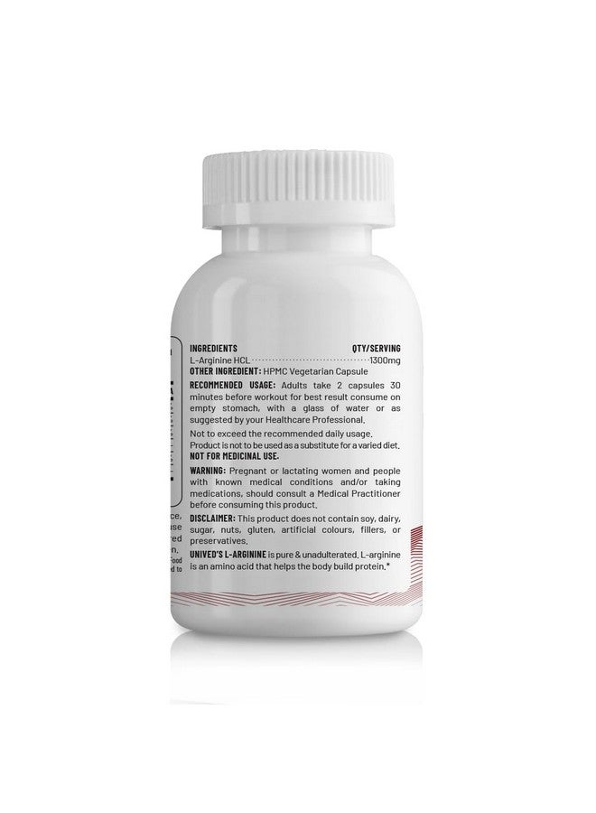 Unived L-Arginine 1300mg | Supports Heart Function, Nitric Oxide Production, and Optimal Blood Flow - 60 Vegan Capsules - Image 3