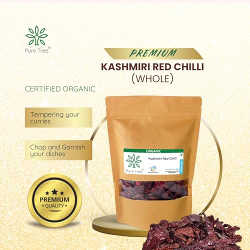 Pure Tree Certified Organic Kashmiri Lal Mirch | 200 Gram | Red Chilli Whole | Sabut Lal Mirch | Kashmiri Chilli Lal Mirch Whole Strong Smoky Spice | Dry Red Chilli Whole - Image 4