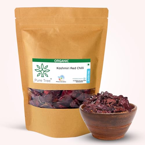 Pure Tree Certified Organic Kashmiri Lal Mirch | 200 Gram | Red Chilli Whole | Sabut Lal Mirch | Kashmiri Chilli Lal Mirch Whole Strong Smoky Spice | Dry Red Chilli Whole - Image 1