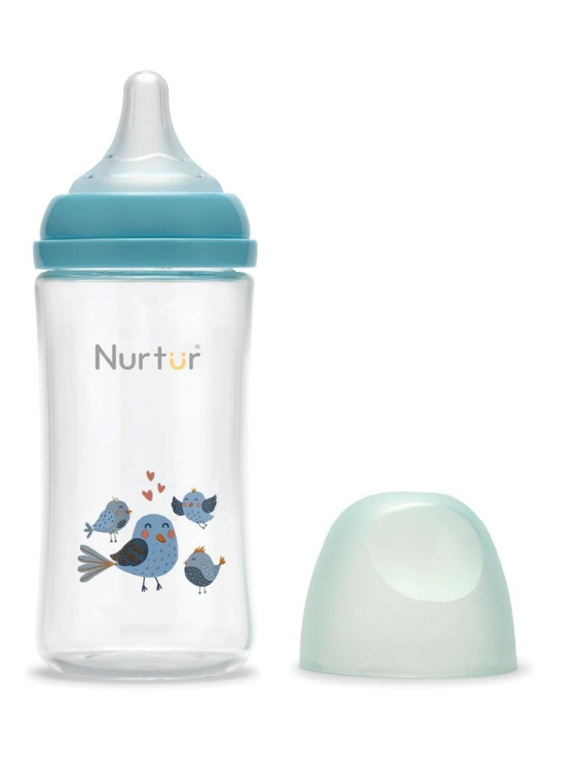 240ml Wide Teat Glass Feeding Bottle BPA Free, Newborn & Baby Bottle (0+ Months) Blue