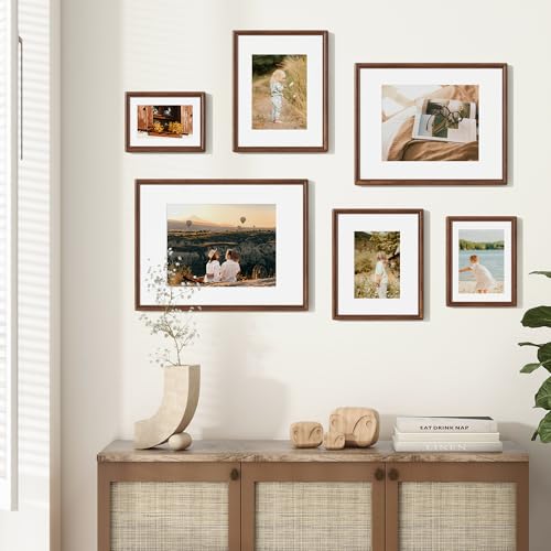 RICHFOCUS 11X14 Picture Frame, Natural Solid Walnut Wood Picture Frame with High Tempered Glass, Handcrafted Rounded Corner 11 by 14 Wooden Frame Matted to 8x10 Photo for Horizontal or Vertical Wall Mounting - Image 3