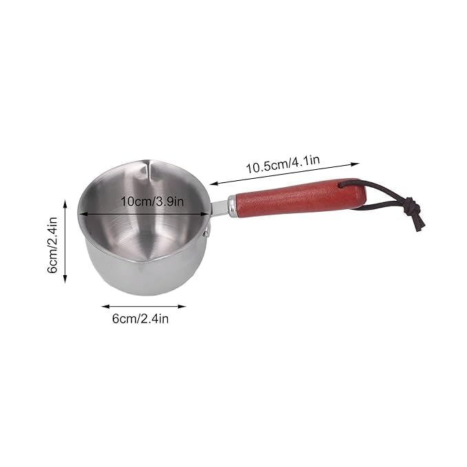 Valajogi304 Stainless Steel for Coffee Small Saucepan Heating Cookware Soup Wamer Pan with Heat Resistand Wooden Butter Warmer Pot Mini Milk Corrosion Resistant Comfortable Handle 200ML - Image 2