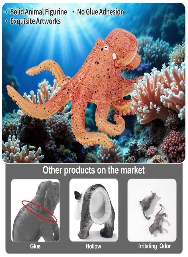 THINKBAY 4PCS Octopus Figurines Sea Animal Toys,Plastic Ocean Animals Toys Figures, Realistic Soft Sea Creatures Toys for Kids Boys Girls - Birthday Gifts for Kids Cake Toppers Decoration - Image 3