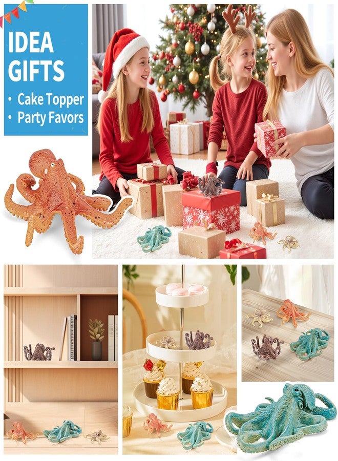 THINKBAY 4PCS Octopus Figurines Sea Animal Toys,Plastic Ocean Animals Toys Figures, Realistic Soft Sea Creatures Toys for Kids Boys Girls - Birthday Gifts for Kids Cake Toppers Decoration - Image 5