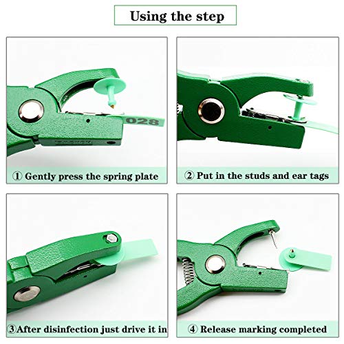 GoldPaddy Livestock Animal Ear Tagging Pliers with Spare pins and 001-100 Number Plastic Tags for Installing Pigs Cattle Sheep Ear Tags - Image 4