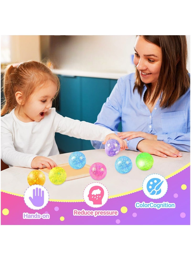 6 Pcs Stress Ball Sensory Toys, Stretchy Soft Squishy Toys, Hand Exercise Ball, Fidget Toys with Sequin Stress Relief for Boys, Girls, Kids, Adults - Image 3