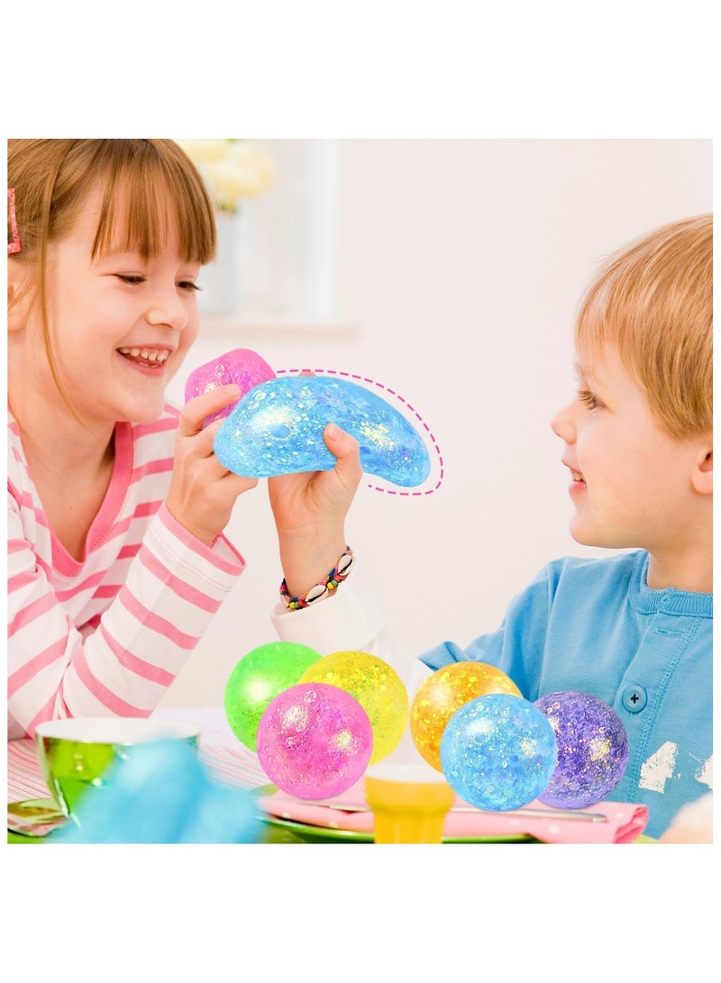 6 Pcs Stress Ball Sensory Toys, Stretchy Soft Squishy Toys, Hand Exercise Ball, Fidget Toys with Sequin Stress Relief for Boys, Girls, Kids, Adults - Image 2