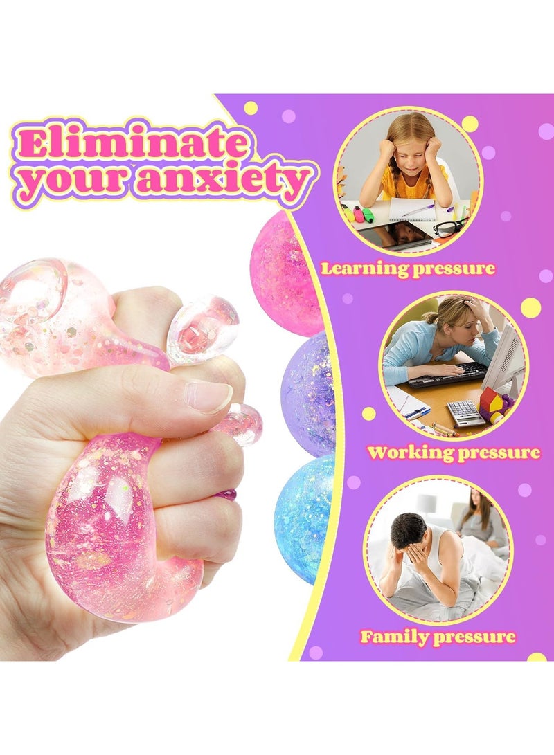 6 Pcs Stress Ball Sensory Toys, Stretchy Soft Squishy Toys, Hand Exercise Ball, Fidget Toys with Sequin Stress Relief for Boys, Girls, Kids, Adults - Image 4