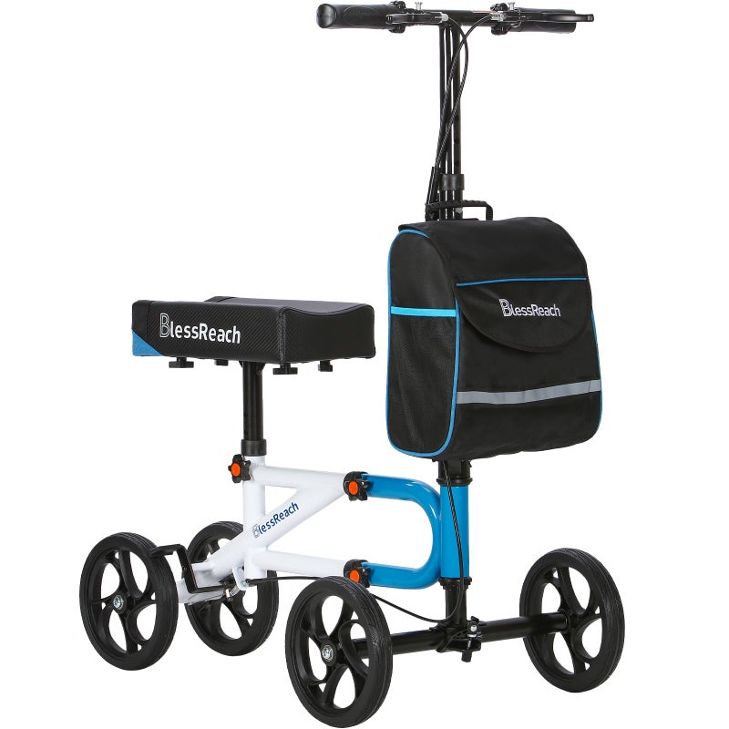 BlessReach Knee Scooterï¼ŒKnee Scooter for Adults for Foot Surgeryï¼ŒKnee Walker for Foot Injuries Compact Crutch Alternative with Dual Braking System (Blue) - Image 1