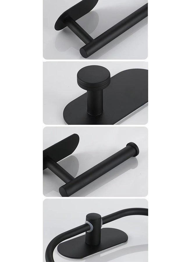 NIBEMINENT 4 - Pieces Matte Black Bathroom Hardware Set, Includes Adhesive Toilet Paper Holder, Adhesive Hand Towel Bar, Adhesive Robe Towel Hook, Bathroom Accessories Kit - Image 3