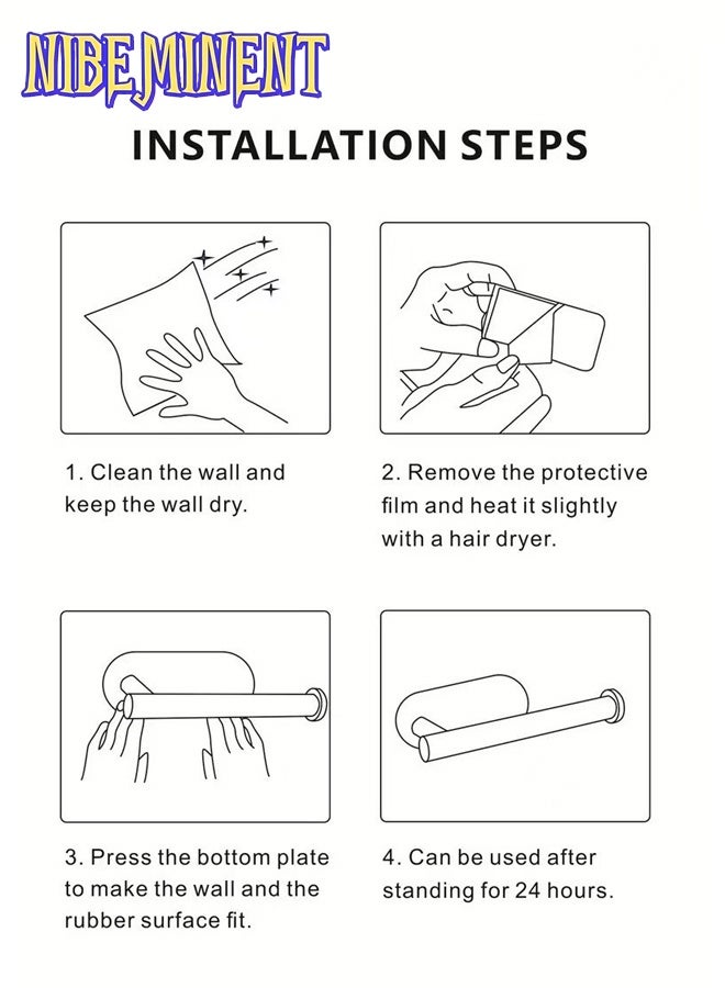 NIBEMINENT 4 - Pieces Matte Black Bathroom Hardware Set, Includes Adhesive Toilet Paper Holder, Adhesive Hand Towel Bar, Adhesive Robe Towel Hook, Bathroom Accessories Kit - Image 4