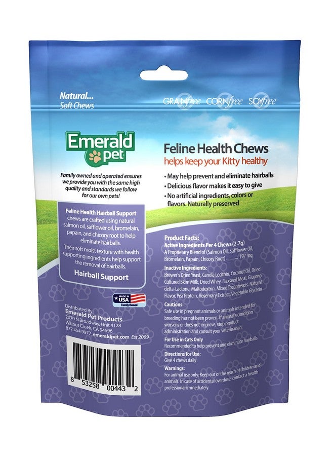 Emerald Pet Feline Health Chews Hairball Support - Natural Grain Free Feline Hairball Control Chews - Hairball Control Cat Supplements for Hairball Prevention and Elimination - Made in USA, 2.5 oz - Image 2