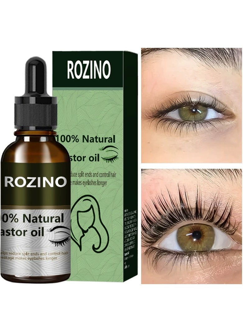 Rozino Castor oil eyelash essential oil eyebrow scalp care soft hair nourishing increase hair care massage essential oil  - Image 1