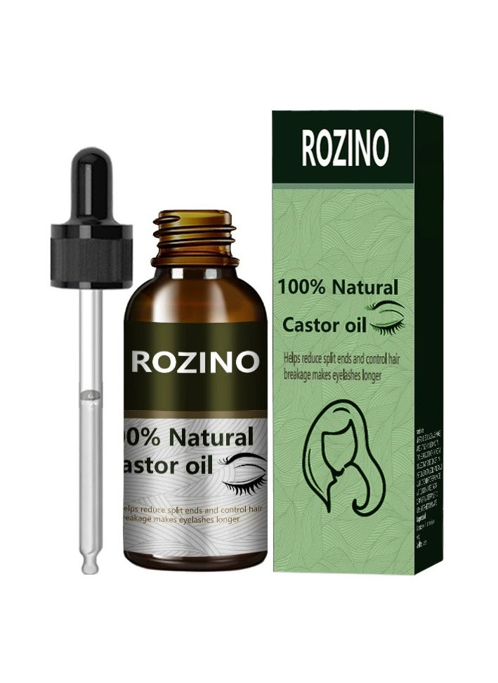 Rozino Castor oil eyelash essential oil eyebrow scalp care soft hair nourishing increase hair care massage essential oil  - Image 2