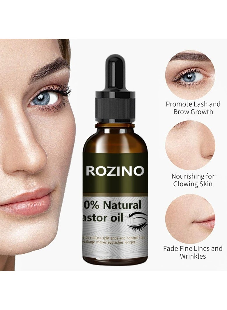Rozino Castor oil eyelash essential oil eyebrow scalp care soft hair nourishing increase hair care massage essential oil  - Image 3