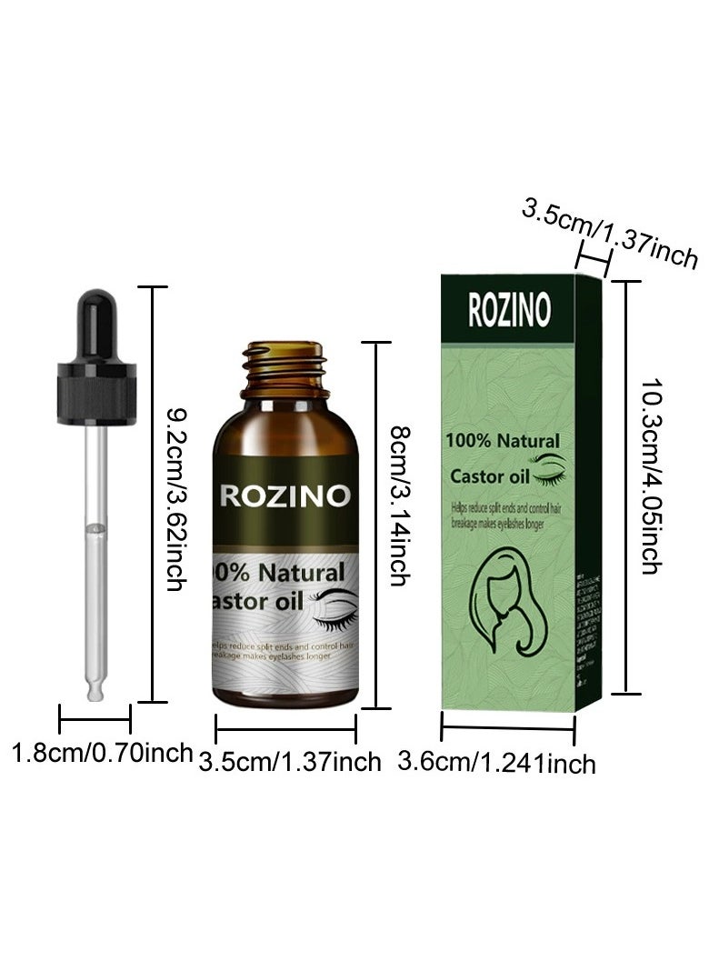 Rozino Castor oil eyelash essential oil eyebrow scalp care soft hair nourishing increase hair care massage essential oil  - Image 5