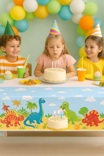 Oojami طقم أوجامي 4 من أغطية الطاولات لعيد ميلاد الديناصورات بحجم: 54" × 108" موضوع الديناصورات للأطفال - Image 5