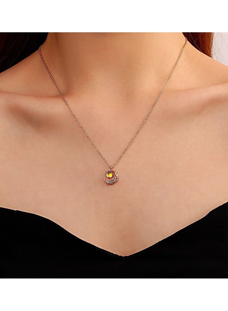 ساتينور قلادة معدنية من عنصر القمر باللون الذهبي - Image 3