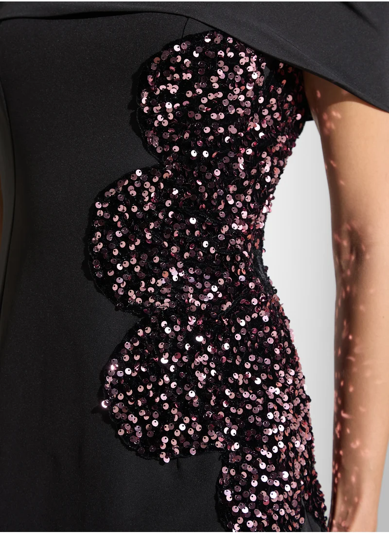 Namshi x Sequin Applique Gown Dress