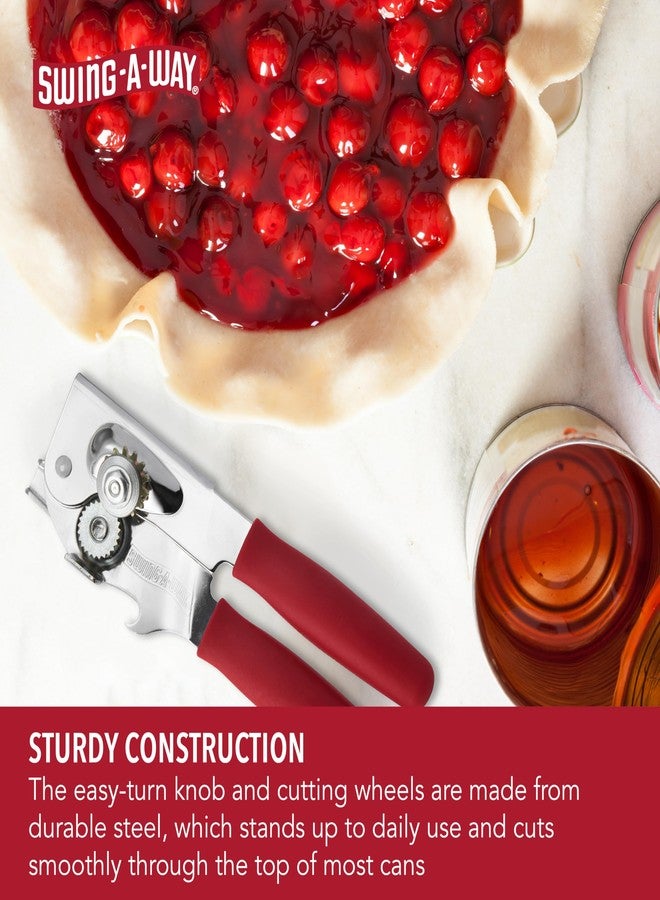 سوينج-أه-واي فتاحة علب محمولة من نوع Swing-A-Way بشفرة حادة، يدوية، فتاحة علب وزجاجات 2 في 1، مصنوعة من الفولاذ، مقبض سهل الدوران، من أساسيات المطبخ (أحمر) - Image 5