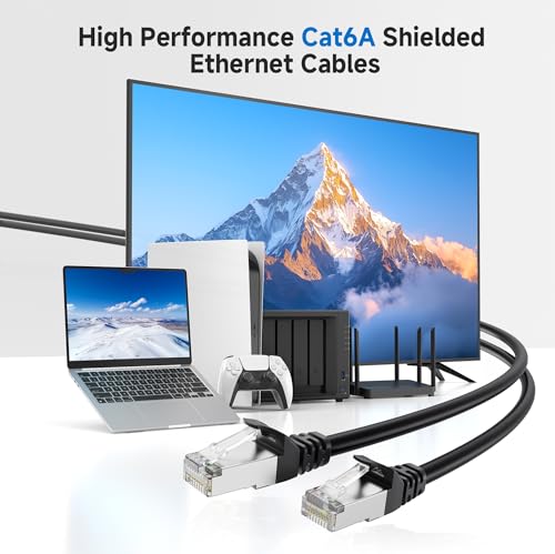 Cable Matters 10Gbps Snagless Shielded Cat 6A Ethernet Cable - 30ft, Cat 6A Cable, Cat6A Cord, Ethernet Cord, Black - Image 2