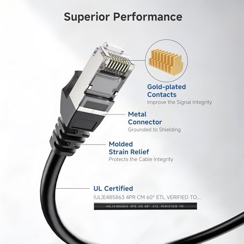 Cable Matters 10Gbps Snagless Shielded Cat 6A Ethernet Cable - 30ft, Cat 6A Cable, Cat6A Cord, Ethernet Cord, Black - Image 4