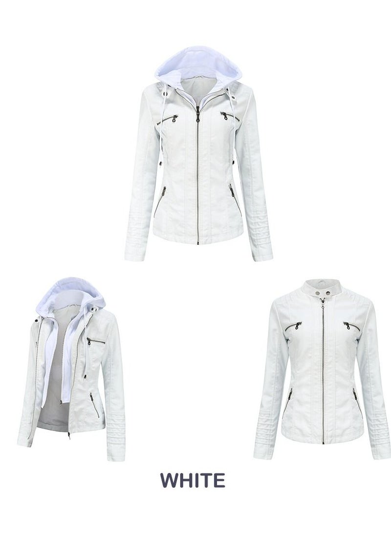 Women's Hooded Leather Jacket Two-Piece Set With Detachable Features White - pzsku/ZE986401870F14517607EZ/45/_/1691748105/aeb6b41b-990b-455f-862d-050e2d9eea99