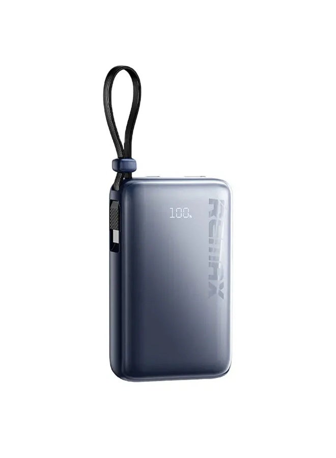 ريماكس شاحن متنقل USB + Type-C، شحن سريع 22.5 واط، سعة 10000 مللي أمبير - RPP-19، أزرق - Image 1
