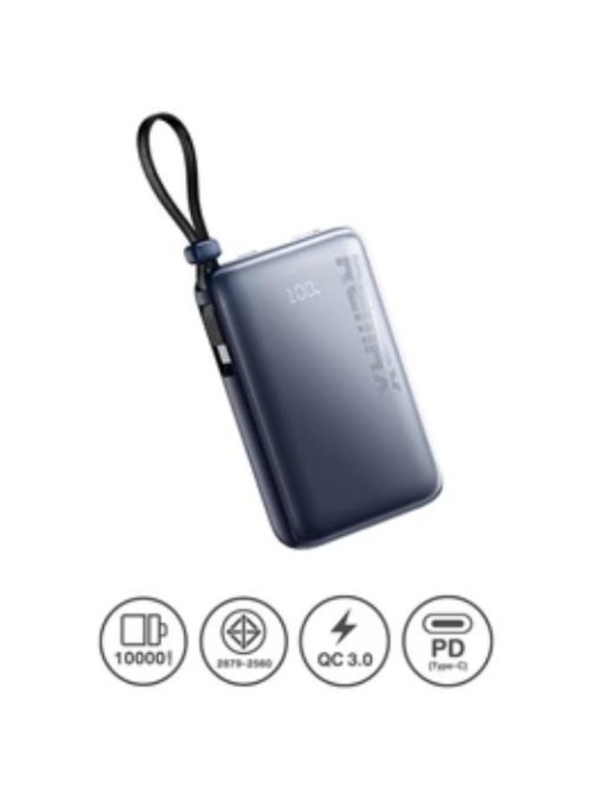 ريماكس شاحن متنقل USB + Type-C، شحن سريع 22.5 واط، سعة 10000 مللي أمبير - RPP-19، أزرق - Image 2