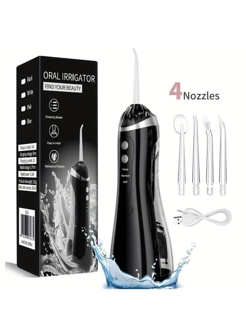 Professional cordless water flosser for teeth with 3 modes and 4 interchangeable heads, rechargeable and waterproof, portable design for home and travel, provides deep cleaning. - Image 1