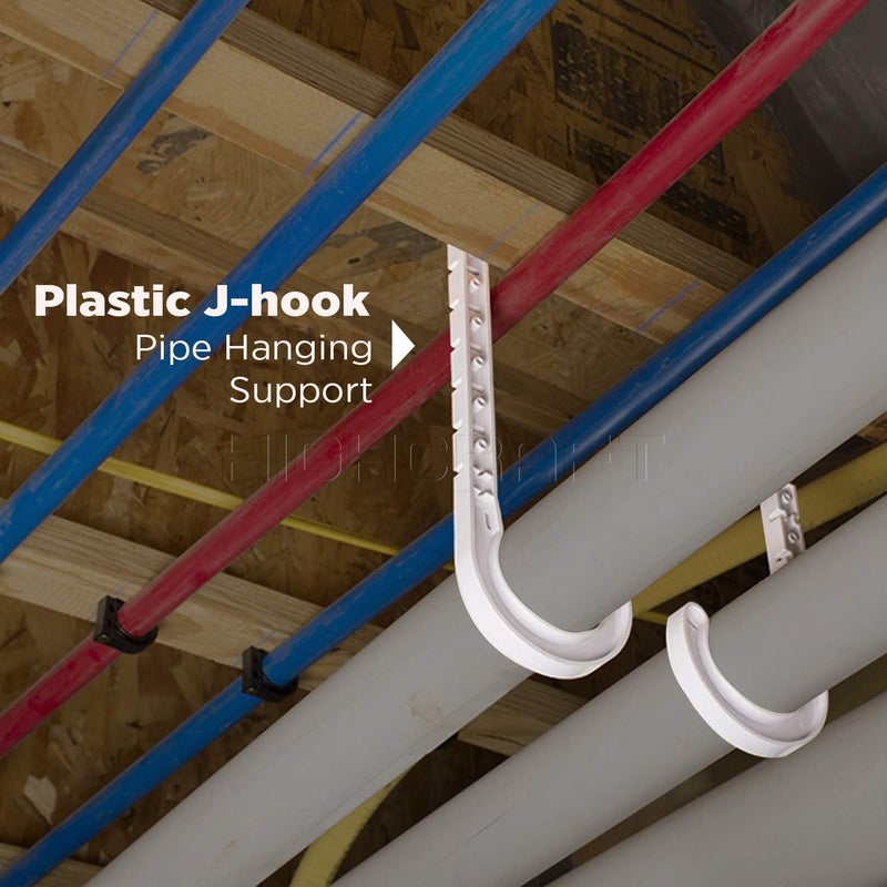 HIGHCRAFT PXJHNG112-10 PEX Support J-Hook Hanger with Nails; for 1-1/2 in. Pipe, Rope, Cable; Hard Plastic (10 Pack) - Image 4
