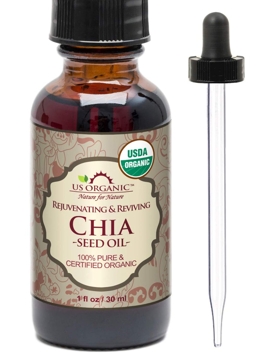 US Organic - US Organic Chia Seed Oil Certified Organic Pure  Natural Cold Pressed Virgin Unrefined Sourced from Paraguay in Amber Glass Bottle wGlass Eyedropper 1 oz 30 ml - Image 1